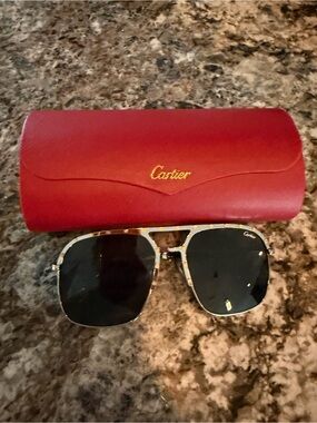 Cartier Sunglasses with Red Case and Dark Lenses